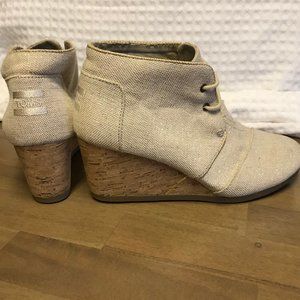 Toms Natural "Desert" Canvas Espadrille Wedges